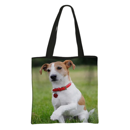 Jack Russell Terrier Women Tote Bag Labrador Print Pets Dog Student Casual Daily Use Single Handbags Portable Shoulder Bag Gift