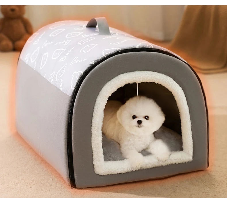 Warm Dog House Detachable Pet Sleeping Bed for Small Medium Dogs Cats Soft Non-slip Dog Kennel Puppy Kitten Nest Pet Supplies