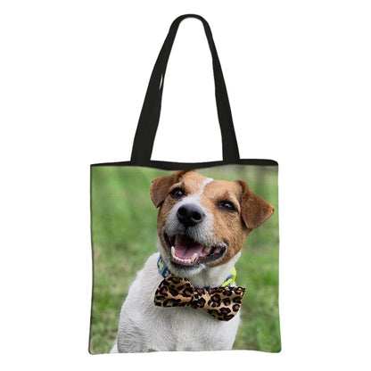 Jack Russell Terrier Women Tote Bag Labrador Print Pets Dog Student Casual Daily Use Single Handbags Portable Shoulder Bag Gift