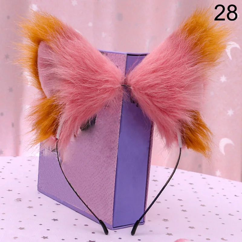 Fox Cat Ear Plush Hair Hoops Cosplay Fluffy Plush Hairband Headband Women Girl Masquerade Party Headwear Hair Accessories