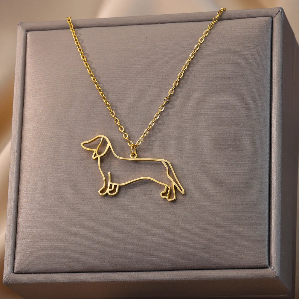 Stainless Steel Dog Necklaces For Women Men Gold Color Pet Animal Pendant Necklace Jewelry Male Female Fashion Neck Chain Gift