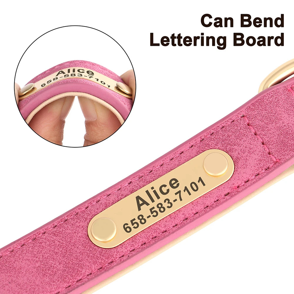 Personalized Dog Collar Custom PU Leather Dog Collars Free Engraved Nameplate Tags For Small Medium Large Dogs Pitbull Labrador - Pets Home Supplies