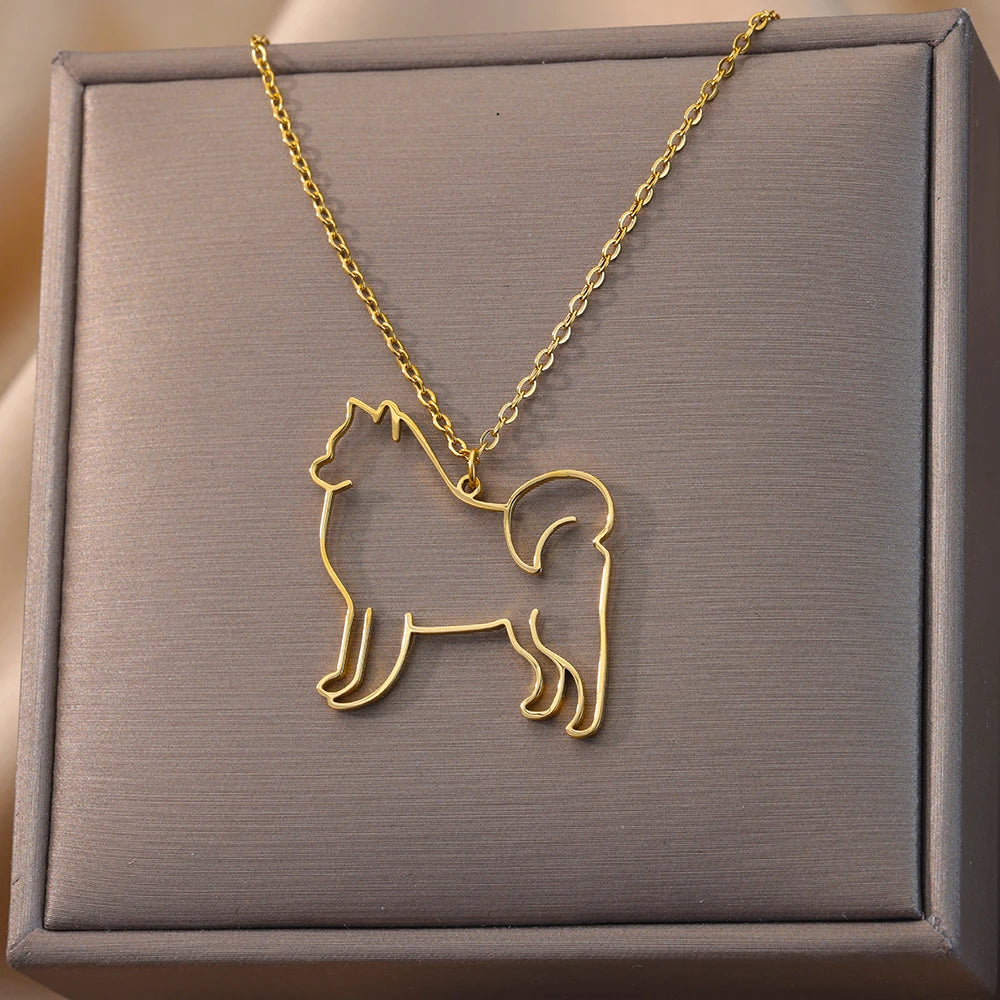 Stainless Steel Dog Necklaces For Women Men Gold Color Pet Animal Pendant Necklace Jewelry Male Female Fashion Neck Chain Gift