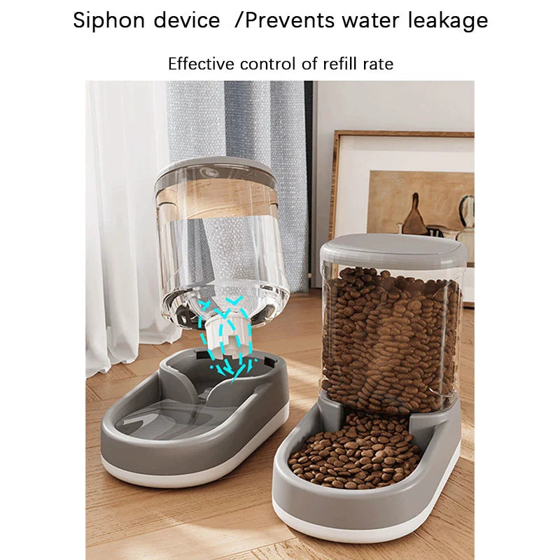 Automatic Pet Feeder Water Dispenser Dog Cat Gravity Food And Water Dispenser With Pet Food Bowl Large Capacity