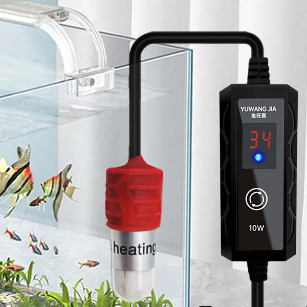 USB Mini Aquarium Heating Rod Fish Tank 10W 15W Submersible Thermostat Heater 18-34°C Adjustable Temperature Charging Tortoise