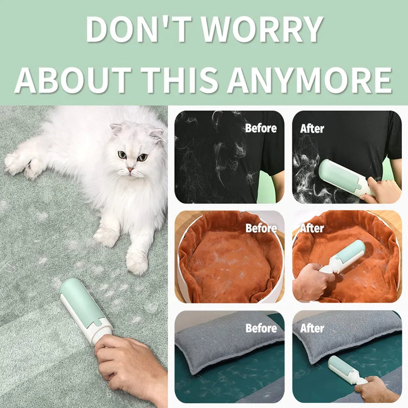 Pet Hair Remover Clothes Electrostatic Multi-purpose Brush Cat Dog Hair Sticker Roller Sticker Self-cleaning Lint Hair Remover