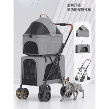 Lightweight folding portable cat dog pet cart car dog cat double cart bag can be separated