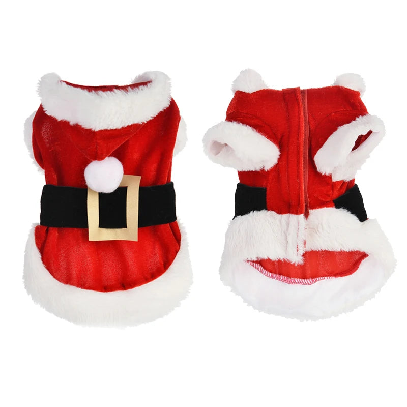 Santa Christmas Costume Clothes for Pet Small Dogs Winter Dog Hooded Coat Jackets Puppy Cat Clothing Chihuahua Yorkie Outfit