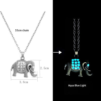 Luminous Glowing Lotus Cat Snake Ox Elephant Pendant Necklace Glow In The Dark Tree Necklace for Men Women  Halloween Gift