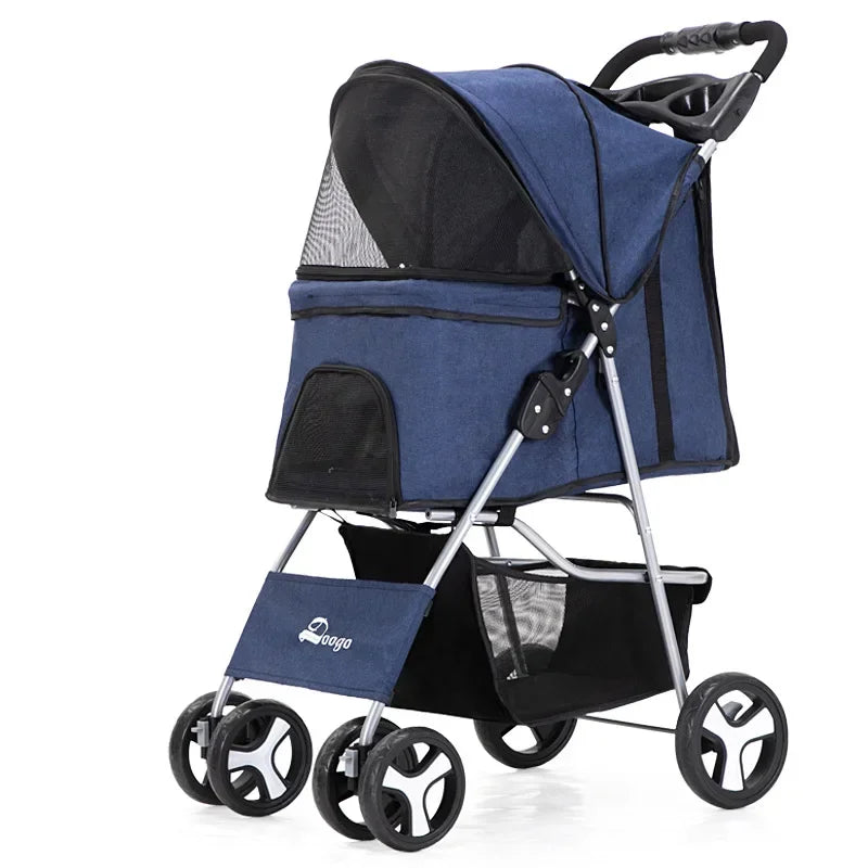 Portable Foldable Pet Stroller Four Wheel with Sunroof