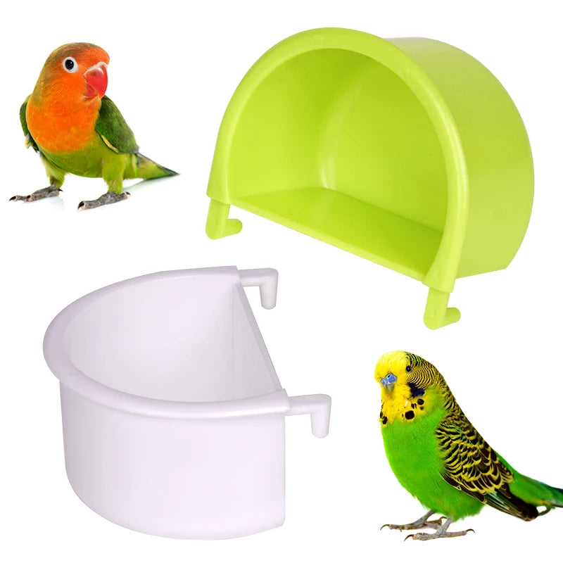 2 /1 Pieces Bird Food Feeding Dish Easy to Install Bird Cage Feeder Bowl for Small Animals Budgie Parrot Parakeets Lovebirds