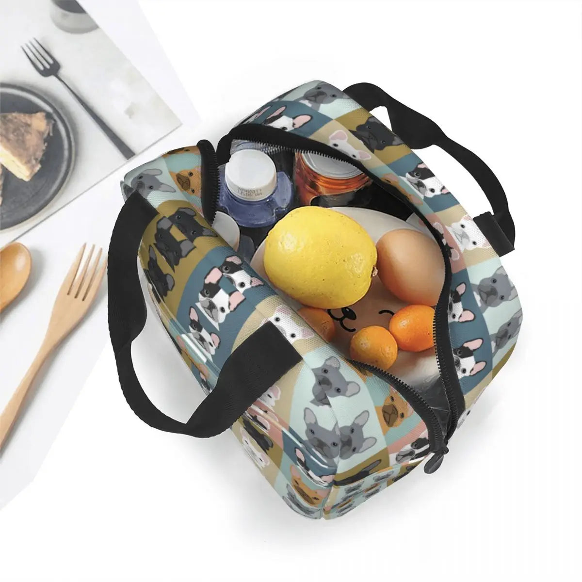 French Bulldog Dog Insulated Lunch Bag Portable Dogs Lunch Container Thermal Bag Tote Lunch Box School Outdoor Food Handbags