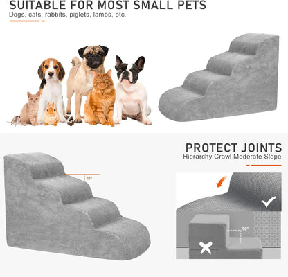 Pet Stairs for Large Dog Cat High Density Soft Foam Small Dog Ramp Ladder Stair Extra Wide Non-Slip Steps for High Bed or Couch