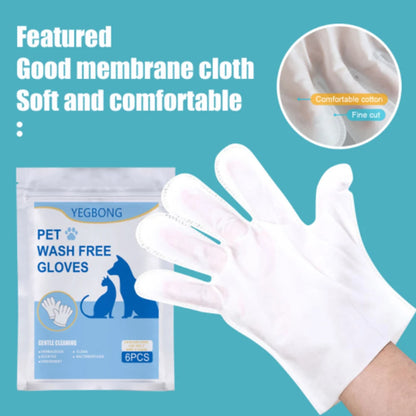 6pcs Disposable Pet Cleaning Gloves for Cats & Dogs Bath