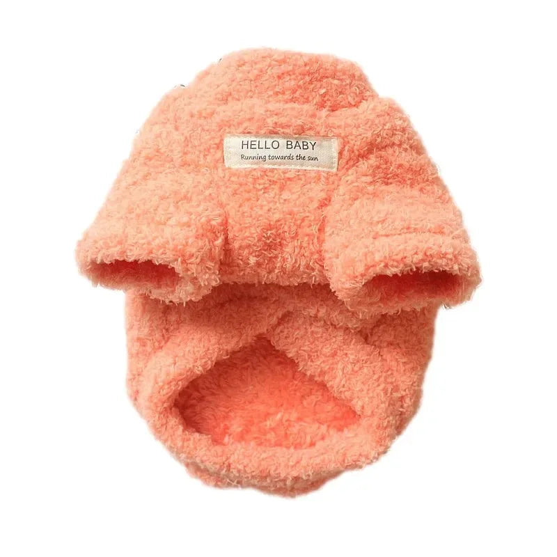 Soft Fleece Warm Small Dog Clothes Winter Puppy Thick Coat Jacket for CatCrew Neck Shirt With Drawstring Buckle Medium Dogs