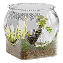 透明圓形魚缸水族箱魚缸小型水族箱花瓶中心裝飾桌面水族箱適用於鬥魚龜