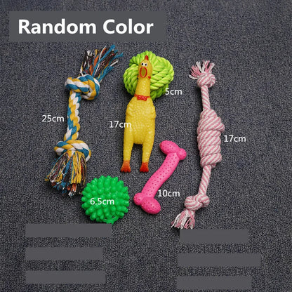 Dog Toys Pet Ball Bone Rope Squeaky Plush Toys Kit Puppy Interactive Molar Chewing Toy for Small Large Dogs Pug Supplies