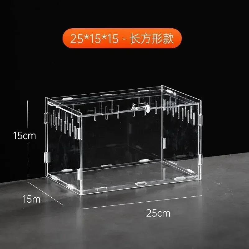 Transparent Acrylic Reptile Terrarium Habitat Box Nano Arboreal Tarantula Enclosure Spider Scorpion Bearded Dragon Habitat