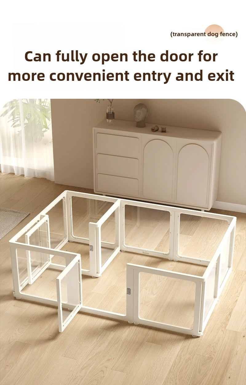 Pet Fence Fully Transparent Houses Acrylic Large Dog Fence Indoor Dog House.Large Space Dog Crate Double Suction Cup Design
