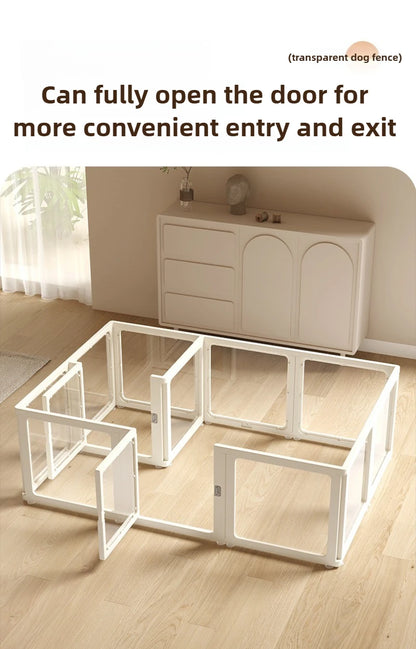 Pet Fence Fully Transparent Houses Acrylic Large Dog Fence Indoor Dog House.Large Space Dog Crate Double Suction Cup Design