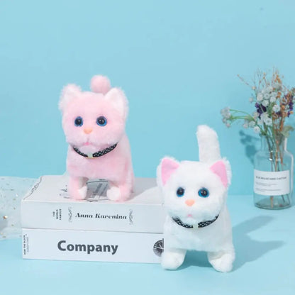 New Walking Kitty Plush Toy Electric Interactive Cat Stuffed Animal Meowing Tail Wagging Head Nodding Cat Pet Toy For Kids Gift