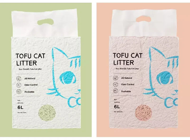 High Quality 100% Natural Dust Free Premium Tofu Cat Litter Sand Natural Carbon Clumping Flushable Bulk 6L Tofu Cat Litter