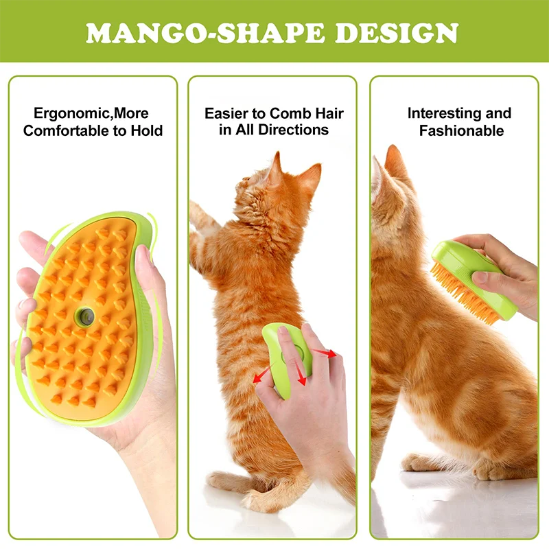 Pet Hair Removal Brush Cat Dog Electric Spray Massage Comb One-click Spray Anti-Flying Massage Bath Silicone Comb