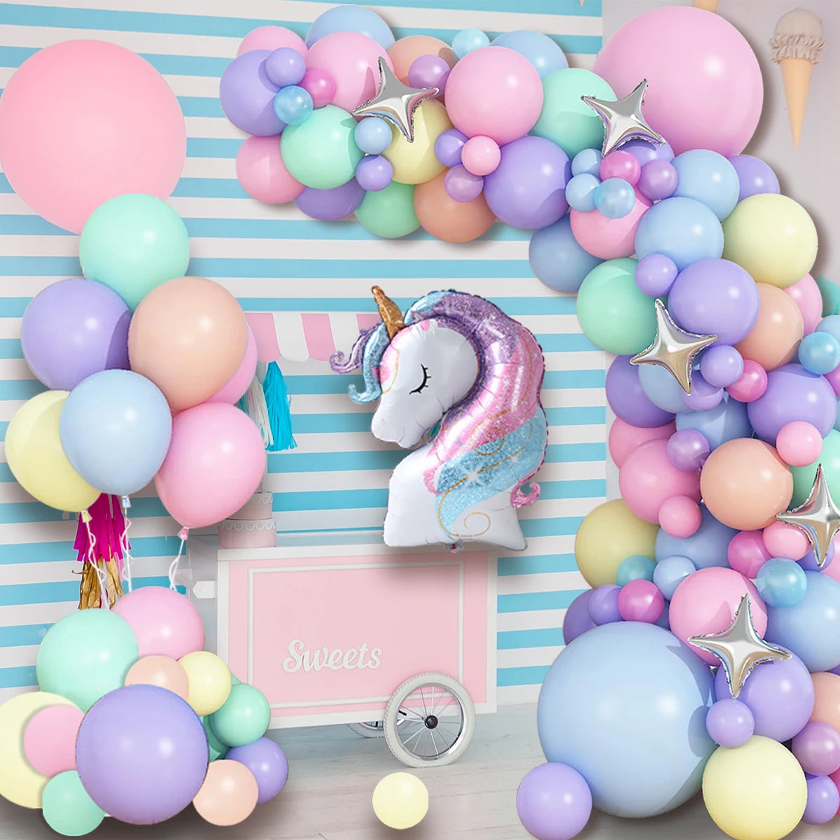 Rainbow Unicorn Balloons Garland Arch Kit Unicorn Birthday Party Decor Kids Wedding Birthday Supplies Baby Shower Latex Balloons