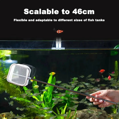 Aquarium Square Fishing Net With Suction Cup Extendable Long Handle Fishing Gear For Catching Fish Shrimp Tank Clean Accessories