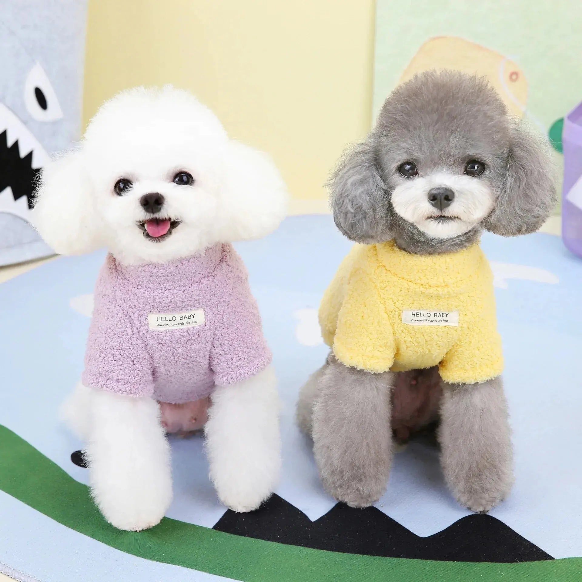 Soft Fleece Warm Small Dog Clothes Winter Puppy Thick Coat Jacket for CatCrew Neck Shirt With Drawstring Buckle Medium Dogs