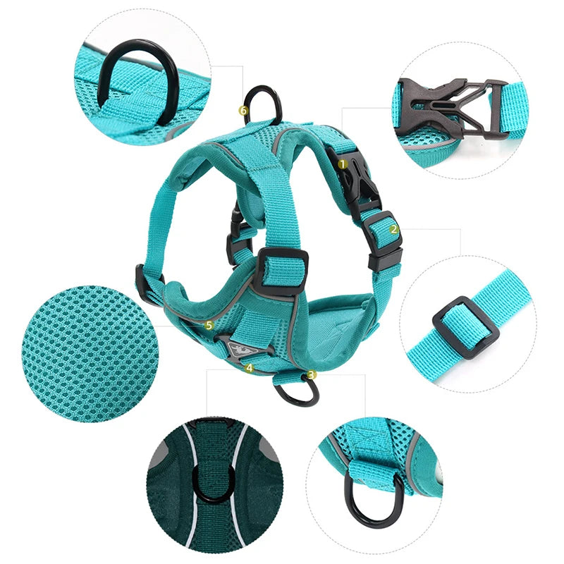 Dog Harness Leash Set Adjustable Pet Harness Vest For Small Large Dog Cat Reflective Mesh Puppy Cat Chest Strap Dog Accessories