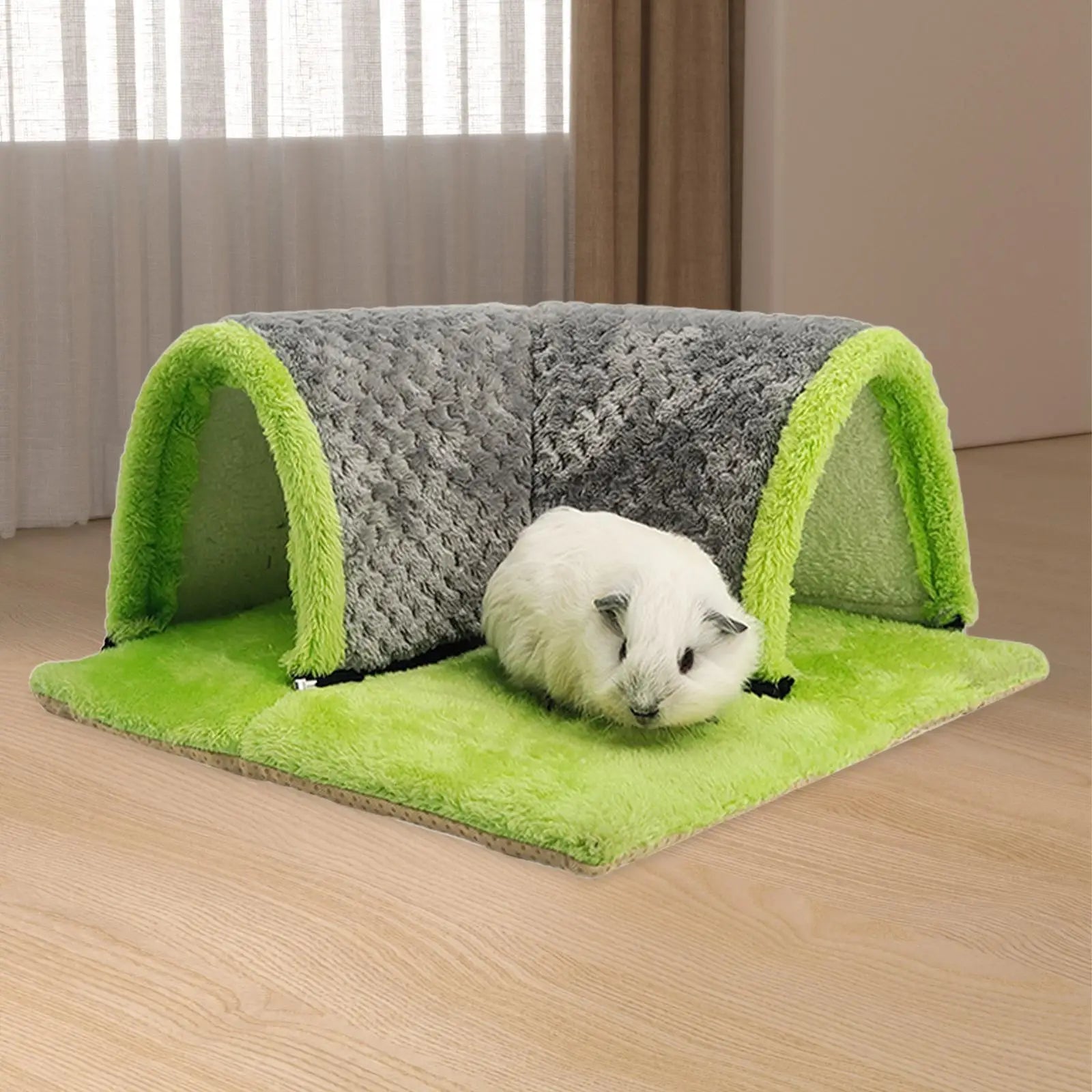 Small Animals Tunnel Guinea Pig Hideout Breathable Playground Removable Mat Pets Cave Guinea Pig House for Hamster Cat Kitten