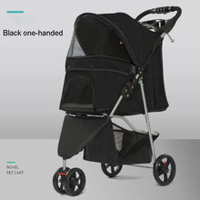 Three-wheeled Lightweight Foldable Pet Stroller Outdoor Small Dog And Cat Stroller With Storage Holder Cup Basket