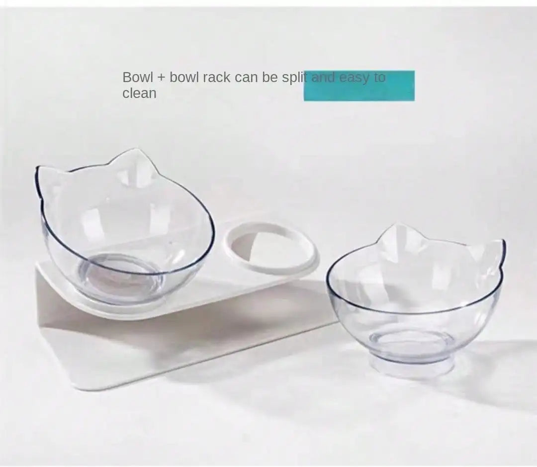 Slanted Mouth Cat Bowl, Neck Protector, Cat Double Bowl, Pet Transparent Bowl, Cat Food Bowl, Pet Supplies, Cat Ear Bowl, Dog Food Bowl