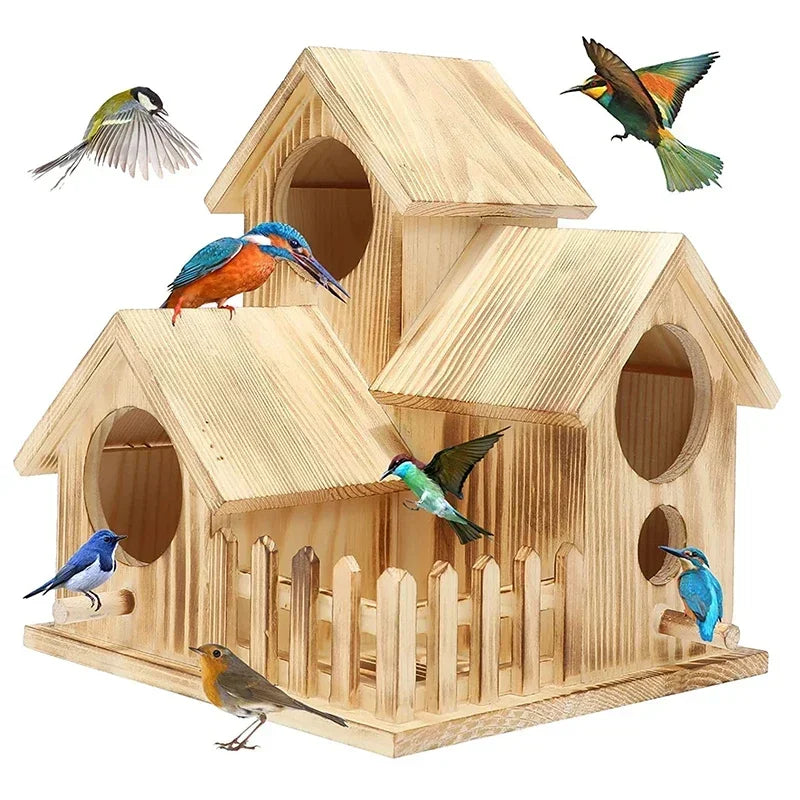 Wild Wooden Bird House Outdoor Garden Courtyard Creative Bird Rest Nest Mountable Nesting Box Bird Breeding Box