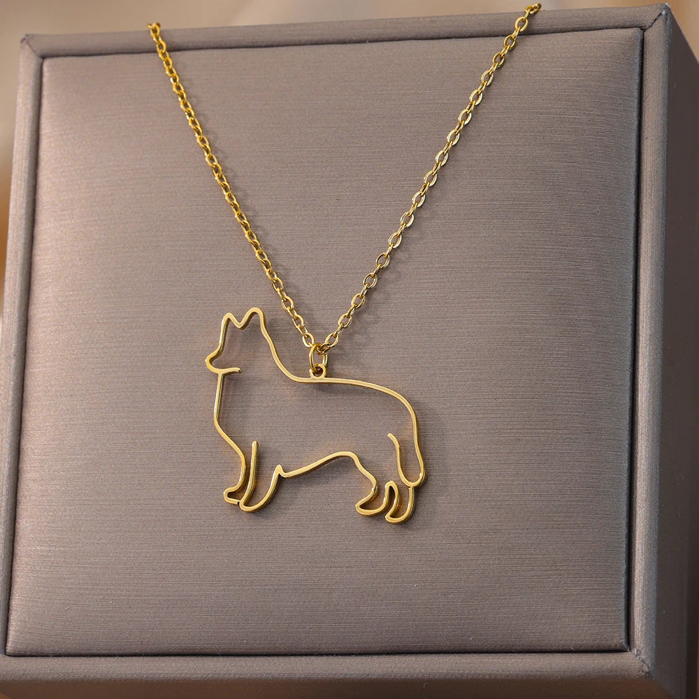 Stainless Steel Dog Necklaces For Women Men Gold Color Pet Animal Pendant Necklace Jewelry Male Female Fashion Neck Chain Gift