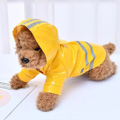 Waterproof Dog Raincoat with Hood & Reflective Strip Jacket