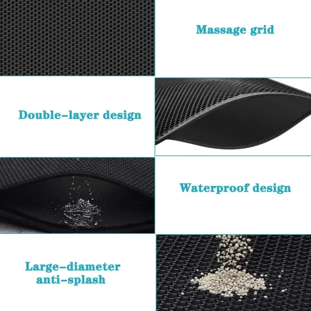 90X60CM Cat Litter Mat Waterproof Double Layer Pet Litter Box Mat Pet Toilet Cat Mat Nonslip Sand Cat Washable Mat Pet Clean