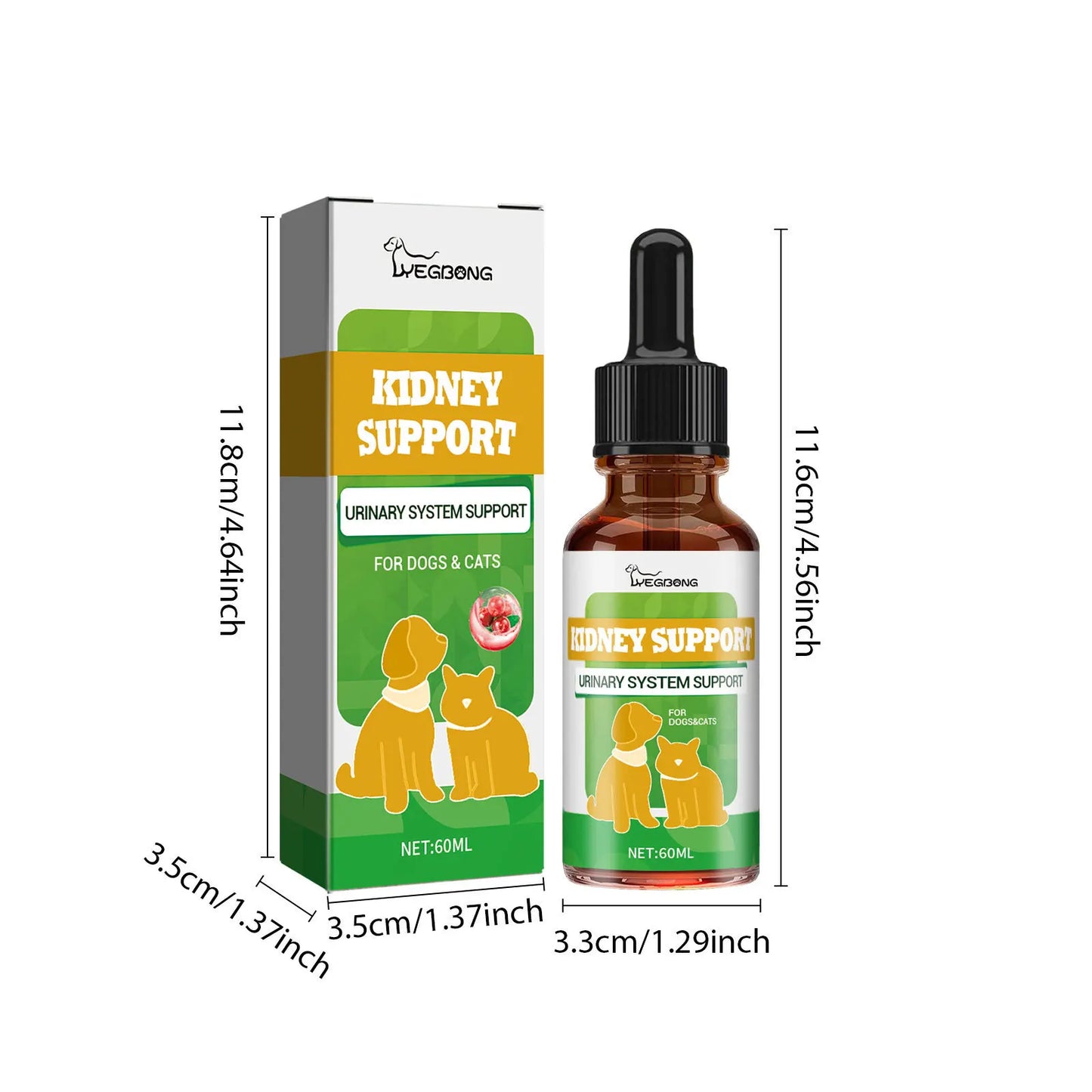 Yegbong Pet Kidney Drops Kidney Stone Removal Urinary Tract Care Maintain Urinary System Anti Inflammation Dog Health Supplement