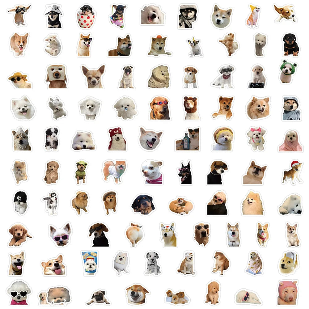 10/50/100pcs Funny Dog Stickers Cartoon Cute Decals Toy Stationery Guitar Phone Bicycle Laptop Luggage Car Graffiti Kids Sticker