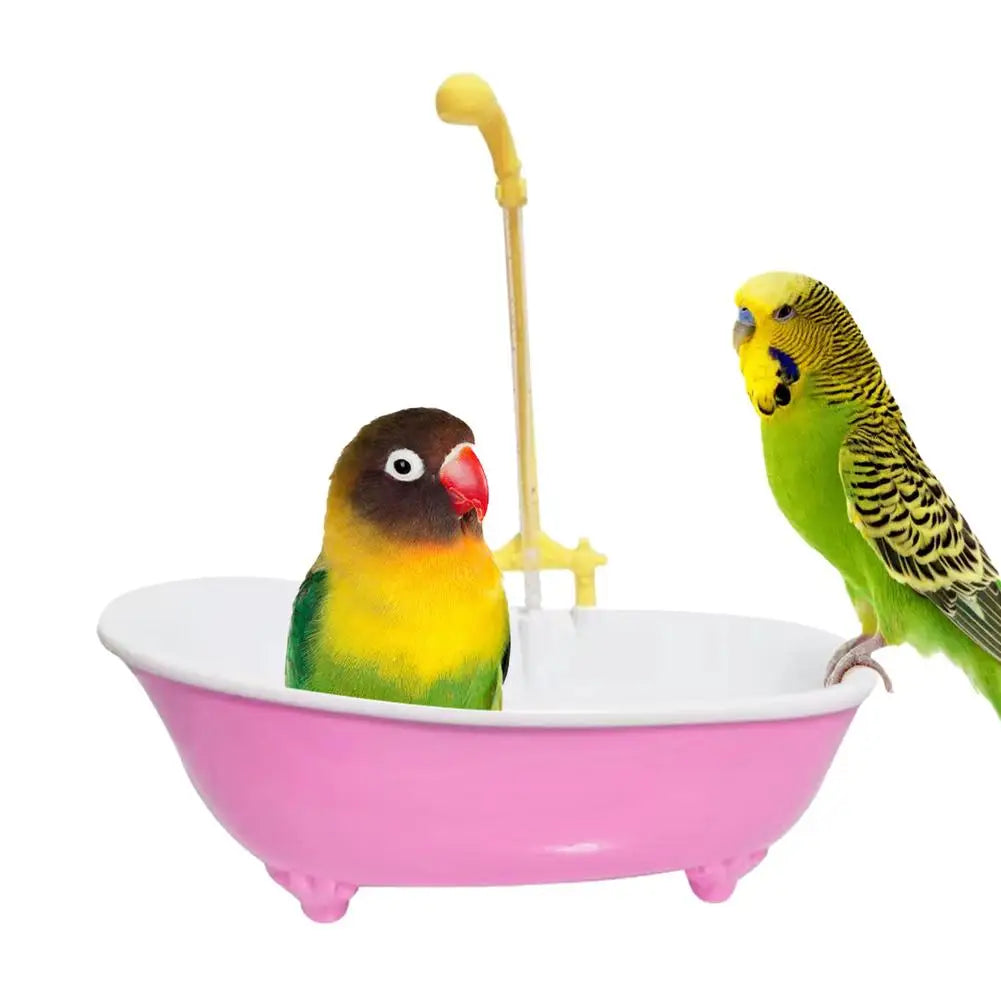 Parrot Automatic IntelligentBath Bird Shower Bathtub Supplies Blue Cute Plastic Cage AccessoriesHousehold Accessory Bird Bath