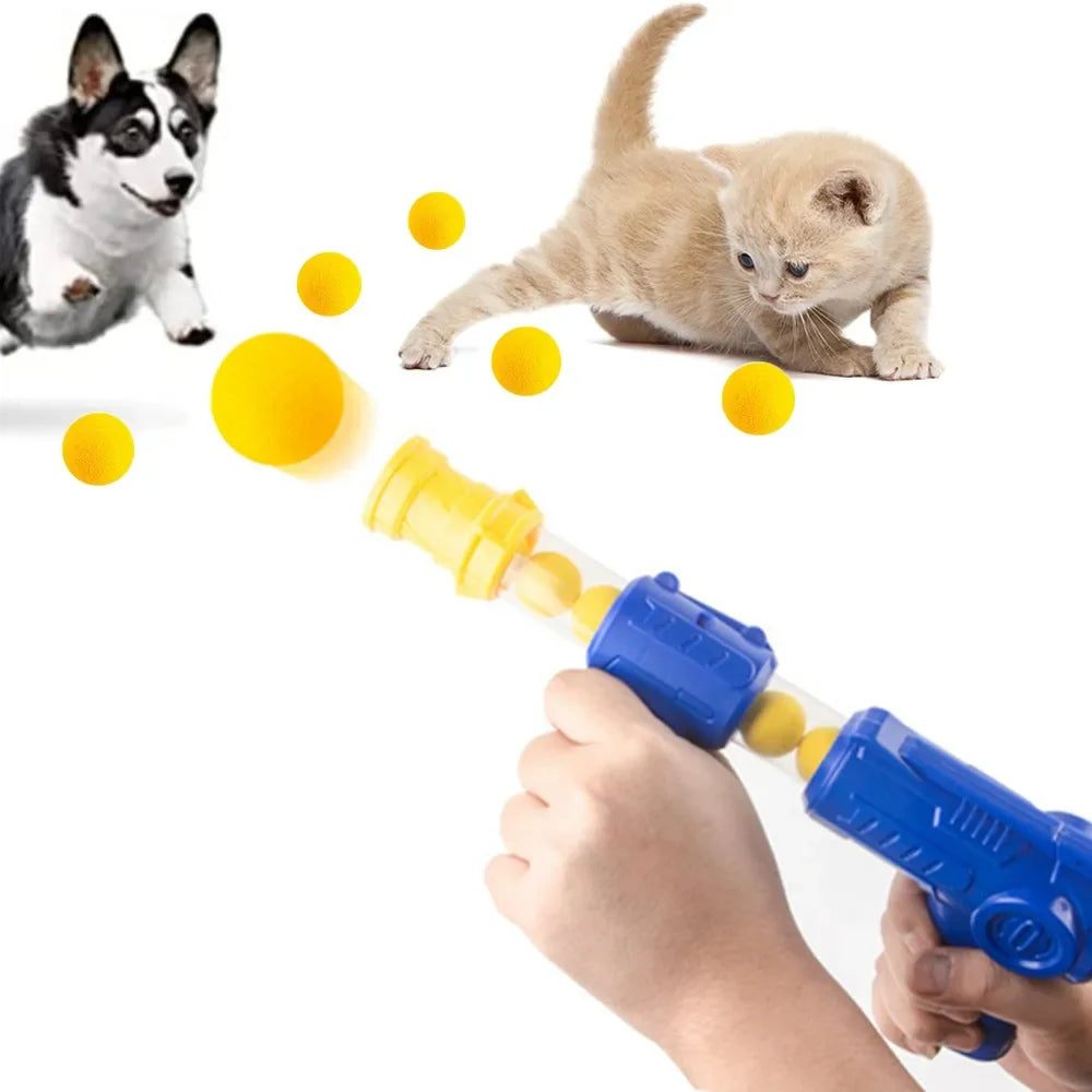 Interactive Cat Toy Ball Dog Aerodynamic Shooter Cats Game EVA Soft Bomb Launcher Kitten Toys Launch Training Children Pet Gift