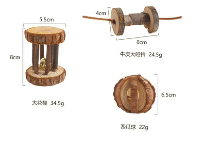 Combination Hamsters Rabbit Rat Toys Hamster Toys Set Pet Rabbit Guinea Pig Parrot Play Molar Wooden Supplies