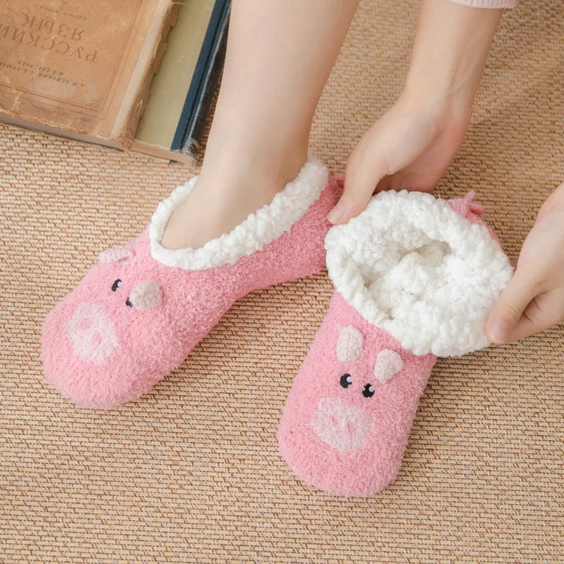 Fluffy Slippers Women winter warm Unicorn Dog Anti Slip Kawaii Fuzzy Ladies Panda Plush Soft Female Cartoon Shoes Home Indoor