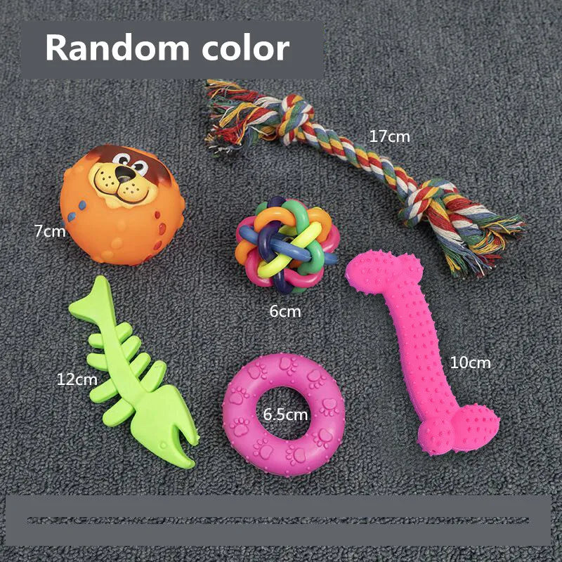 Dog Toys Pet Ball Bone Rope Squeaky Plush Toys Kit Puppy Interactive Molar Chewing Toy for Small Large Dogs Pug Supplies