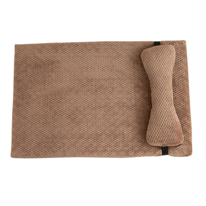 Warm Calming Dog Bed with Pillow Fluffy Plush Dog Mat for Dog with Removable Washable Cover for Large Medium Small Dogs and Cats