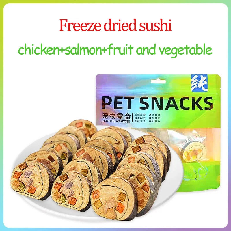 Cat Snacks Freeze-dried Chicken Salmon Fruits and Vegetables Sushi Rolls Can Nutritious and Fattening Teeth Cleaning Pet Snacks