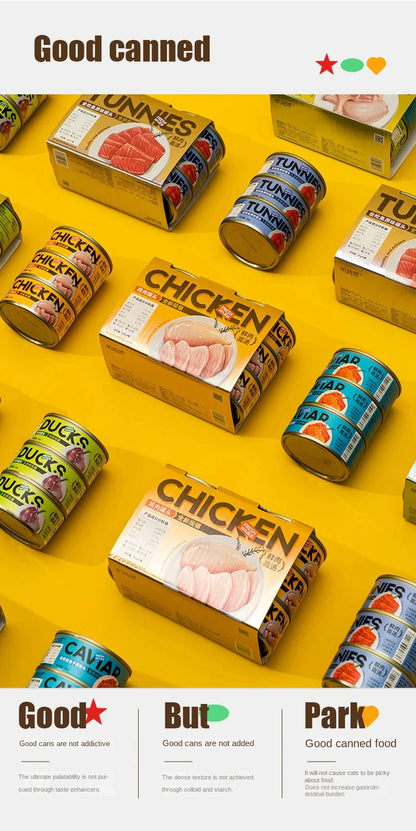 New Snacks Canned Cat Main Food Jar Gollum Sauce Steamed Chicken Breast Nutrition Hydrating Gill Wet Food