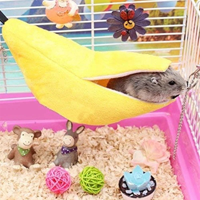 Banana Hamster Bed House Hammock Small Animal Warm Bed House Cage Nest Hamster Accessory for Sugar Glider Hamster Small Bird Pet