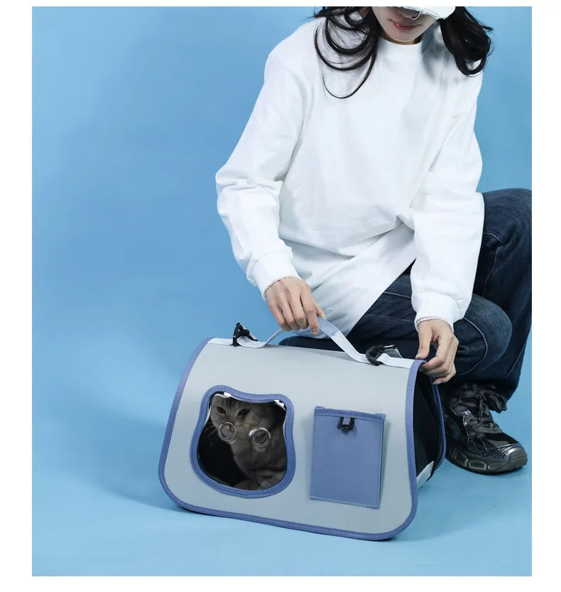 Cat Bag Portable Dog Tote Bag Breathable Backpack Carrier Small Dog Foldable Cat Carrier Large Space Travel Transport Bag